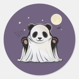 Cute Ghost Panda Under the Moon Runder Aufkleber