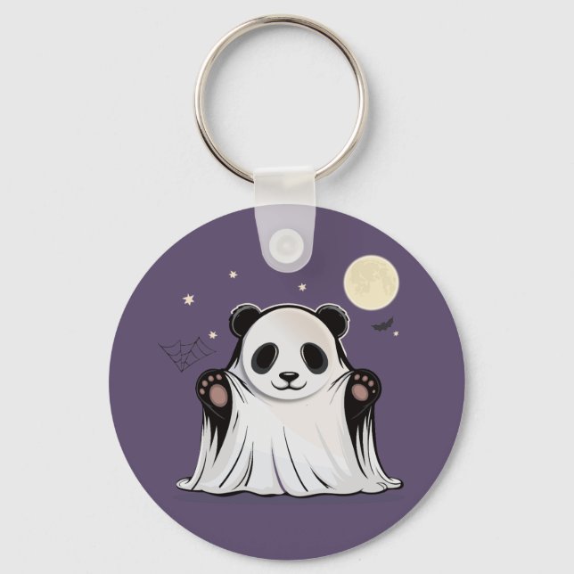 Cute Ghost Panda Under the Moon  Schlüsselanhänger (Vorderseite)