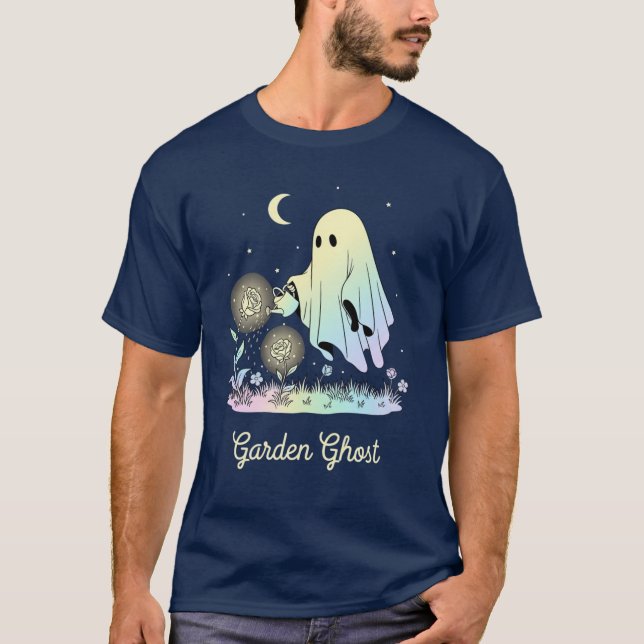 Cute Ghost Watering Magical Flowers T-shirt (Vorderseite)
