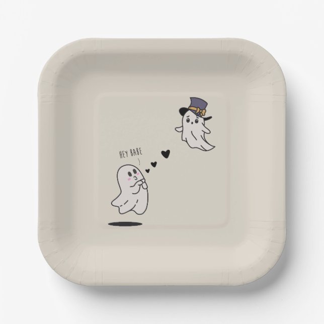 Cute ghosts couple talking pappteller (Vorderseite)
