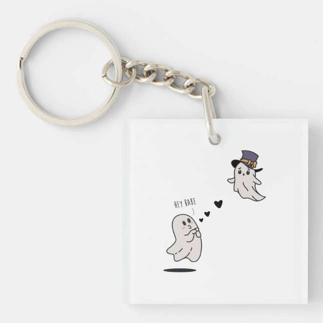 Cute ghosts couple talking schlüsselanhänger (Vorderseite)