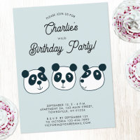 Cute Giant Panda Ours Anniversaire Fête Invitation