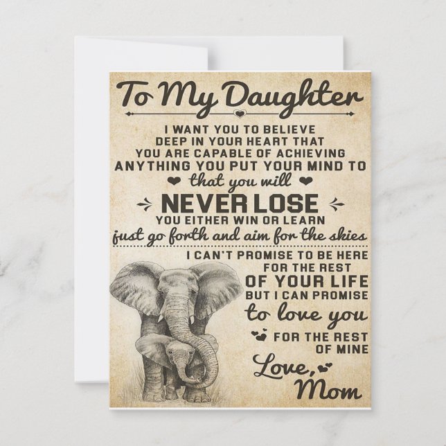 Cute Gift for Daughter, To My Daugjter Letter Einladung (Vorderseite)