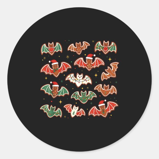 Cute Gingerbread Bats Soky Christmas Cookie Merry  Runder Aufkleber (Vorderseite)