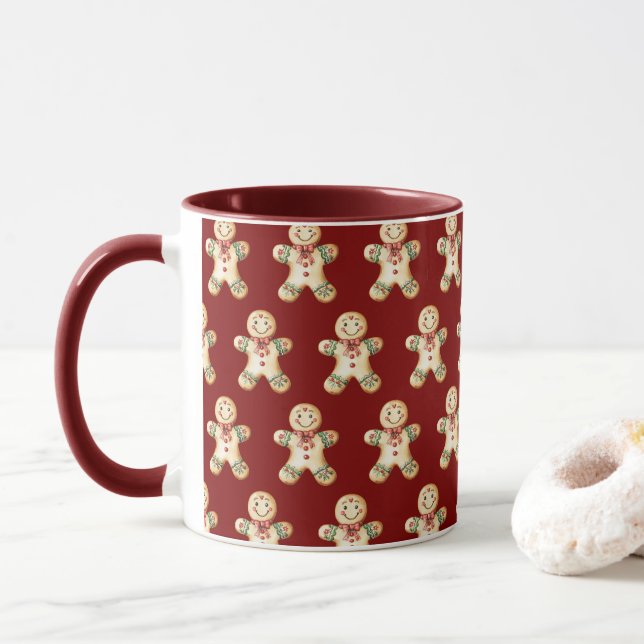 Cute Gingerbread Boy Coffee Drinking Tasse (Mit Donut)