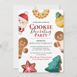 Cute Gingerbread Christmas Cookie Decorating Party Einladung
