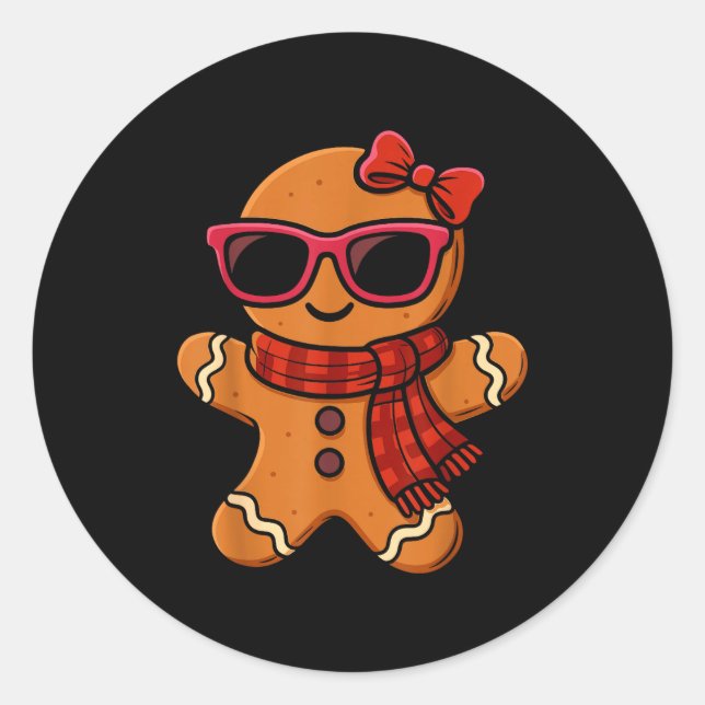 Cute Gingerbread Christmas For Women Girls Xmas  Runder Aufkleber (Vorderseite)