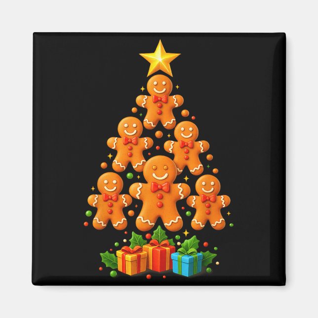 Cute Gingerbread Christmas Tree Holiday Funny Xmas Magnet (Vorne)