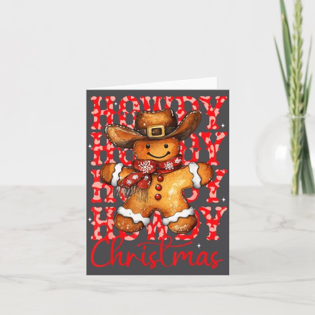 Cute Gingerbread Cowboy Howdy Christmas Girls Wome Karte (Vorderseite)
