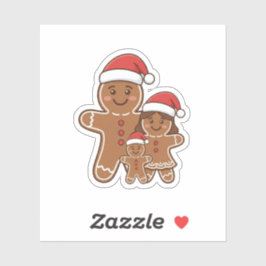 Cute Gingerbread Friends Family with Santa Hats  Aufkleber