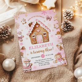 Cute Gingerbread House Girl Birthday Party Einladung