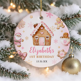 Cute Gingerbread House Girl Birthday Party Keramik Ornament