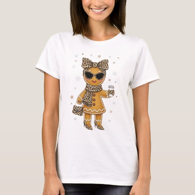 Cute Gingerbread Leopard Cookies Lover T-Shirt (Vorderseite)