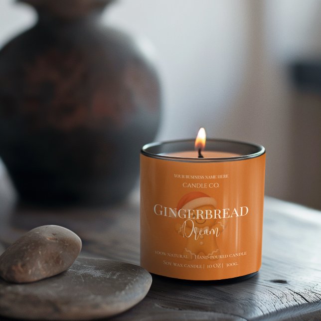 Cute Gingerbread Man Christmas Candle Label Quadratischer Aufkleber (Von Creator hochgeladen)