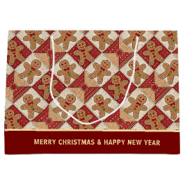 Cute Gingerbread Man Patchwork Pattern Custom Große Geschenktüte