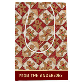 Cute Gingerbread Man Patchwork Pattern Custom Mittlere Geschenktüte