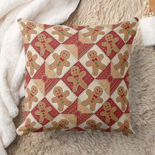 Cute Gingerbread Man Patchwork Pattern Style Kissen (Decke)