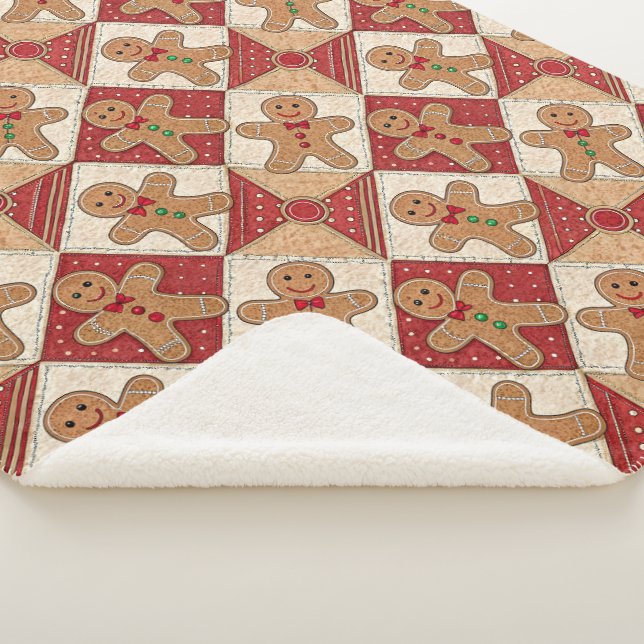 Cute Gingerbread Man Patchwork Pattern Style Sherpadecke (3/4)
