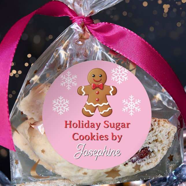 Cute Gingerbread Man Sweets Cookies Gift Labels Runder Aufkleber (Von Creator hochgeladen)