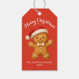 Cute Gingerbread Man with Santa Hat -  Geschenkanhänger