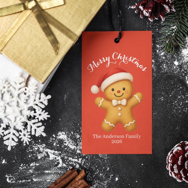 Cute Gingerbread Man with Santa Hat -  Geschenkanhänger (Von Creator hochgeladen)