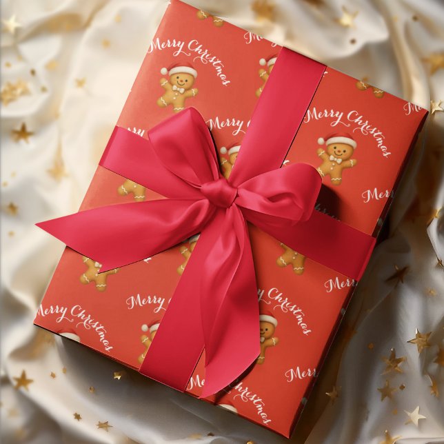 Cute Gingerbread Man with Santa Hat -  Geschenkpapier (Von Creator hochgeladen)