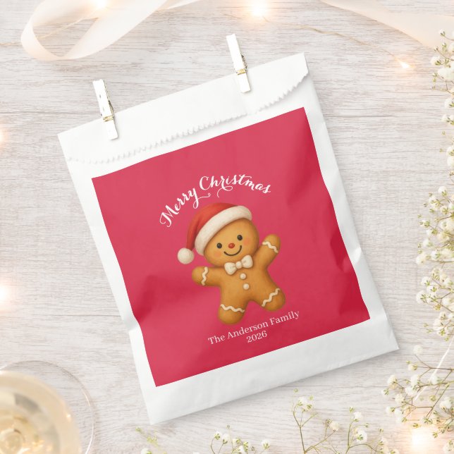 Cute Gingerbread Man with Santa Hat -  Geschenktütchen (Ausgeschnitten)