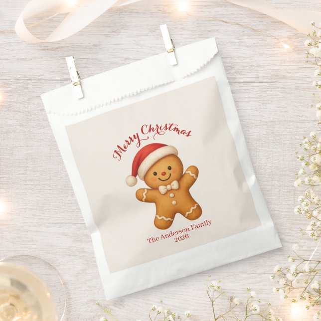 Cute Gingerbread Man with Santa Hat -  Geschenktütchen (Ausgeschnitten)