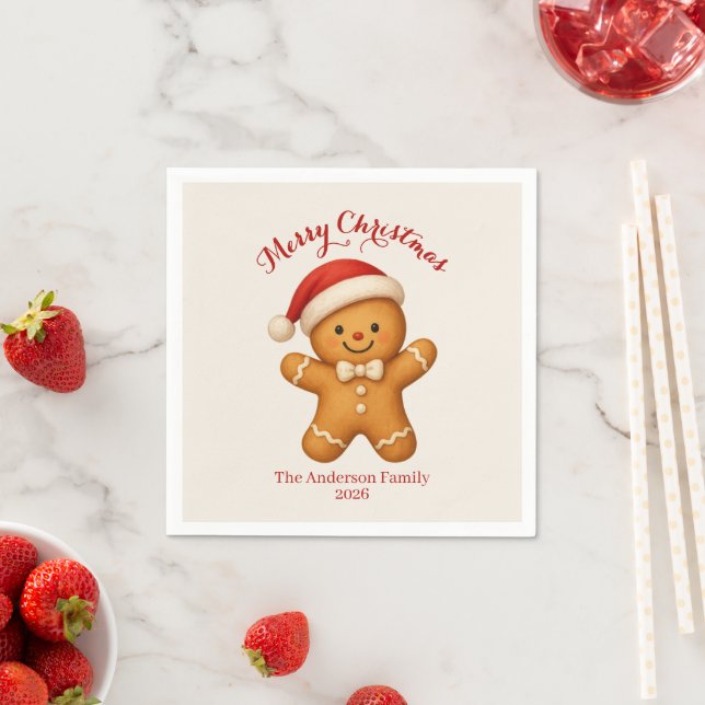 Cute Gingerbread Man with Santa Hat -  Serviette (Beispiel)