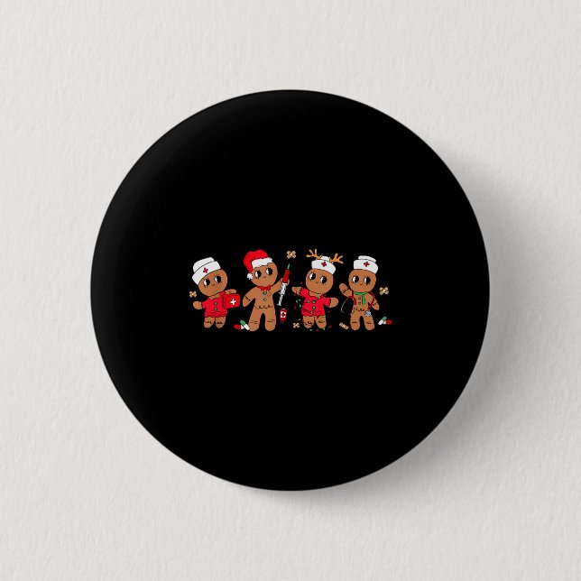 Cute Gingerbread Nurse Christmas Design Medical Hu Button (Vorderseite)