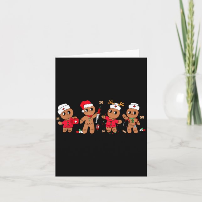 Cute Gingerbread Nurse Christmas Design Medical Hu Karte (Vorderseite)
