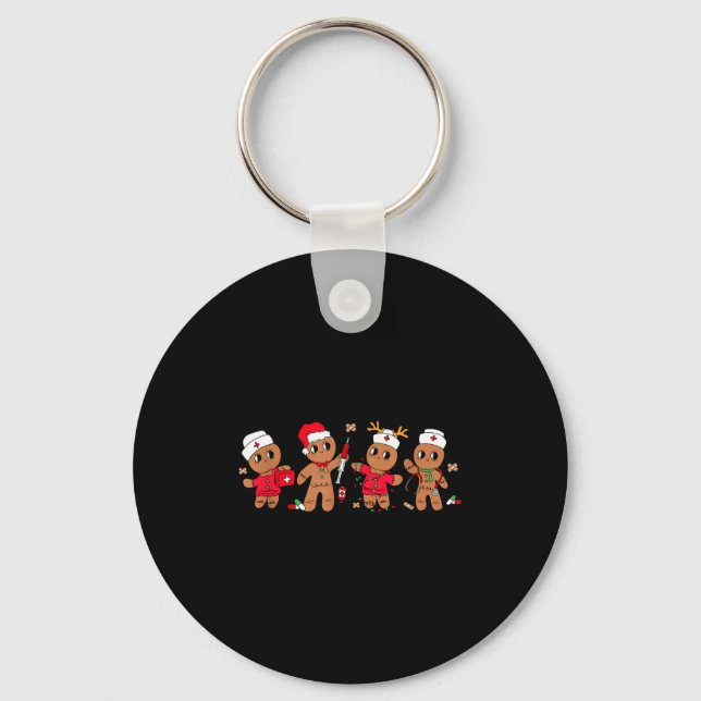 Cute Gingerbread Nurse Christmas Design Medical Hu Schlüsselanhänger (Vorderseite)