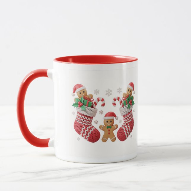 Cute Gingerbread Stocking Mug Wrap Tasse (Links)