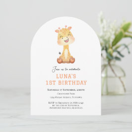 Cute Giraffe arch 1st birthday invitation Einladung