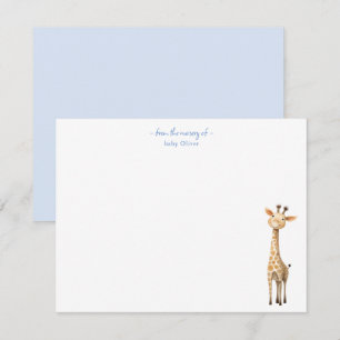 Cute Giraffe Baby boy nursery Carte de remerciemen