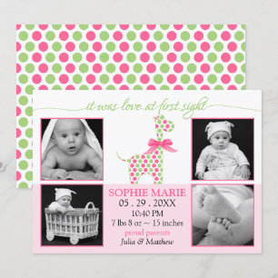 Cute Giraffe Baby Girl Photo Faire-part de naissan