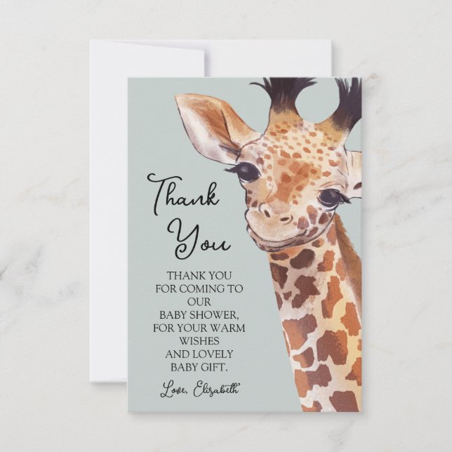 Cute Giraffe Carte de remerciements (Devant)