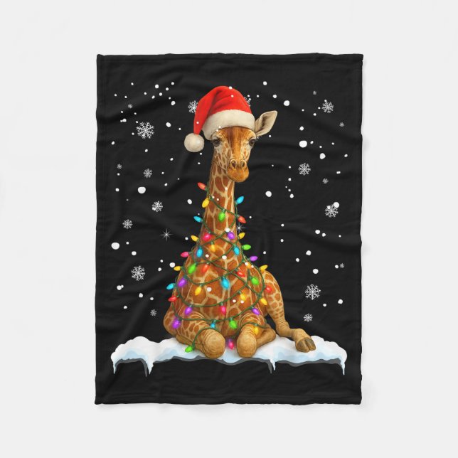 Cute Giraffe Christmas Light Funny Giraffe Lover X Fleecedecke (Vorderseite)