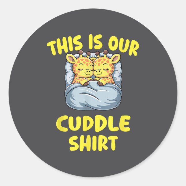 Cute Giraffe Couple This Is Our Cuddle  Runder Aufkleber (Vorderseite)