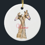 Cute Giraffe Couple  Thunder_Cove  Keramik Ornament<br><div class="desc">2 cute giraffes with necks intertwined like romantic partners. Nice way to show how you feel about your wife,  husband,  girlfriend,  boyfriend,  etc. ,  customize with your own greeting,  name,  message,  etc</div>