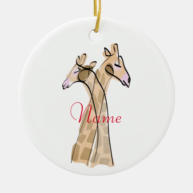 Cute Giraffe Couple  Thunder_Cove  Keramik Ornament (Vorne)