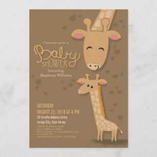Cute Giraffe et maman Baby shower Invitation
