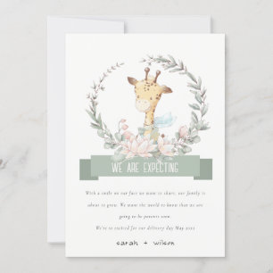 Cute Giraffe Floral Baby Pregnancy Faire-part