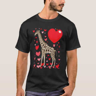 Cute Giraffe Heart Tall Couples Valentine Zoo Anim T-Shirt