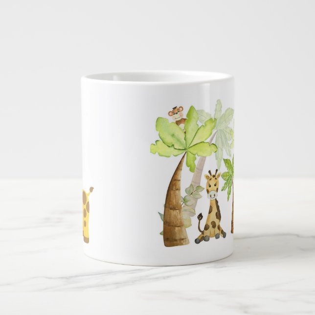 Cute Giraffe Illustration Jumbo-Tasse (Vorderseite)
