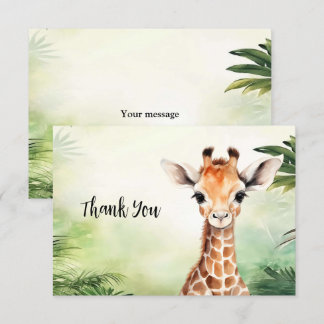 Cute Giraffe Jungle Baby Shower Party Beautiful Dankeskarte