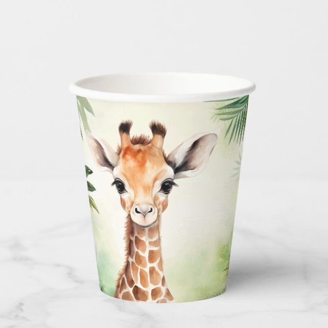 Cute Giraffe Jungle Baby Shower Party Beautiful Pappbecher (Vorderseite)