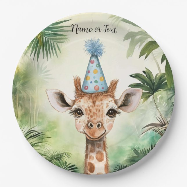 Cute Giraffe Jungle Baby Shower Party Beautiful Pappteller (Vorderseite)
