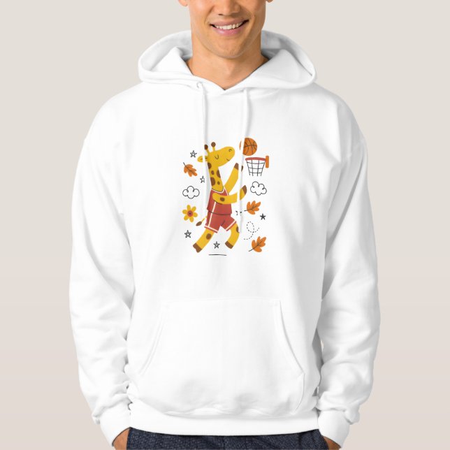 Cute Giraffe Playing Basketball Cartoon  Hoodie (Vorderseite)
