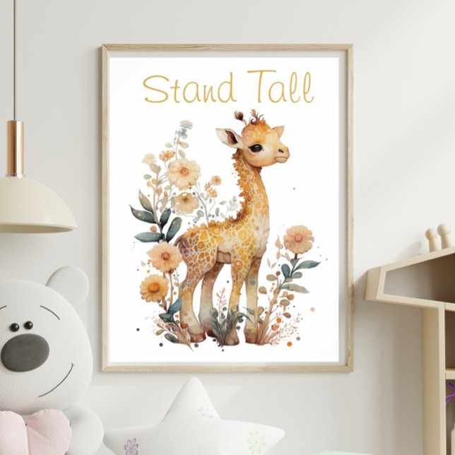 Cute Giraffe Poster de animal Floral (Créateur téléchargé)